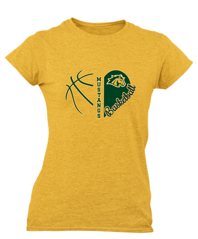 San Marin Mustangs Heart Basketball Women's SS T-Shirt