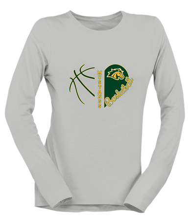 San Marin Mustangs Heart Basketball Women's Premium LS T-Shirt