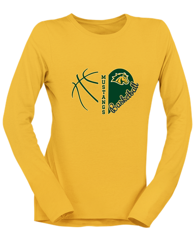 San Marin Mustangs Heart Basketball Women's LS T-Shirt