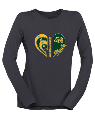 San Marin Mustangs Heart Track Women's LS T-Shirt