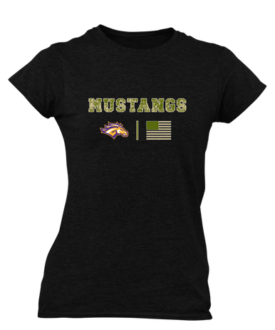 Rolling Meadows Mustangs Camo Flag Women's Premium SS T-Shirt