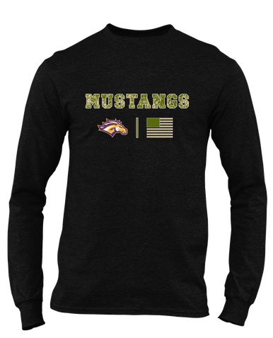 Rolling Meadows Mustangs Camo Flag Men's LS T-Shirt