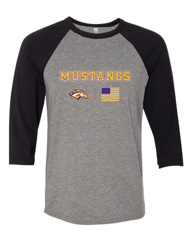 Rolling Meadows Mustangs Team Colors Flag Women's Baseball T-Shirt
