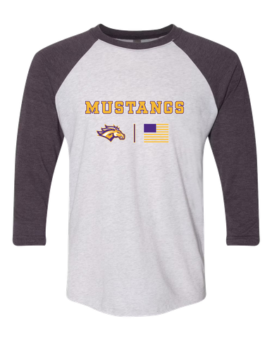 Rolling Meadows Mustangs Team Colors Flag Men's Baseball T-Shirt