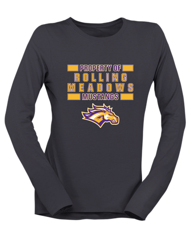 Rolling Meadows Mustangs Property Of Women's LS T-Shirt