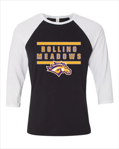 Rolling Meadows Mustangs Mascot #4 Women's Baseball T-Shirt
