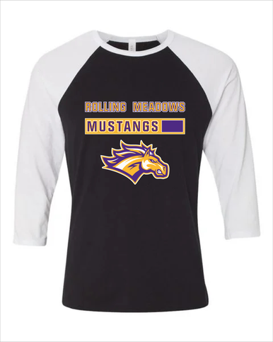 Rolling Meadows Mustangs Mascot #7 Women's Baseball T-Shirt