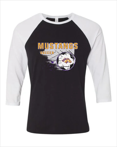 Rolling Meadows Mustangs Soccer #2 Women's Baseball T-Shirt