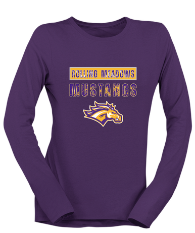 Rolling Meadows Mustangs Mascot #9 Women's LS T-Shirt