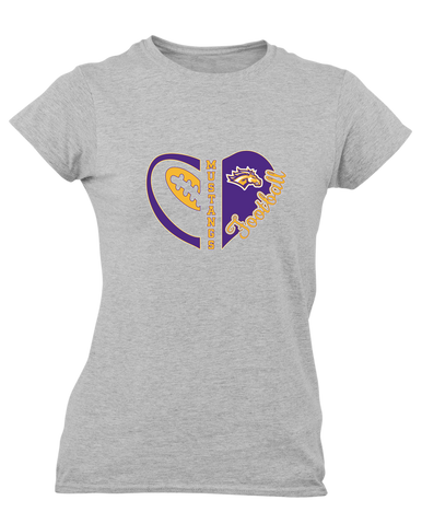 Rolling Meadows Mustangs Heart Football Women's SS T-Shirt