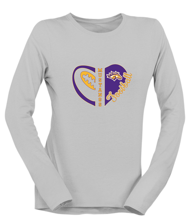 Rolling Meadows Mustangs Heart Football Women's LS T-Shirt