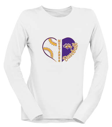 Rolling Meadows Mustangs Heart Baseball Women's Premium LS T-Shirt
