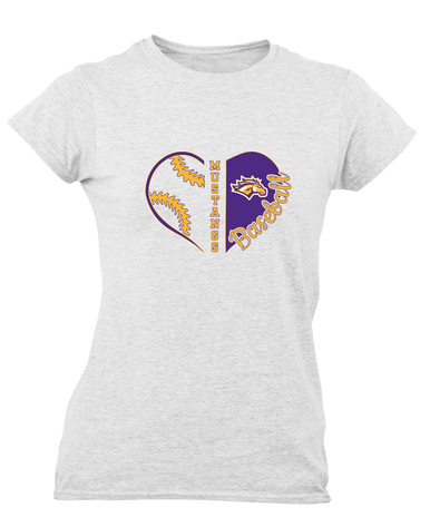 Rolling Meadows Mustangs Heart Baseball Women's SS T-Shirt