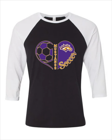 Rolling Meadows Mustangs Heart Soccer Women's Baseball T-Shirt