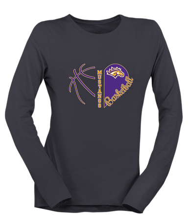 Rolling Meadows Mustangs Heart Basketball Women's Premium LS T-Shirt