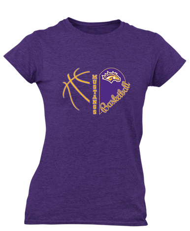Rolling Meadows Mustangs Heart Basketball Women's SS T-Shirt