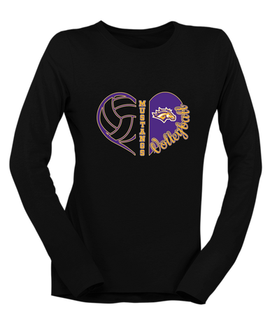 Rolling Meadows Mustangs Heart Volleyball Women's LS T-Shirt