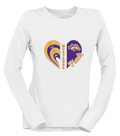 Rolling Meadows Mustangs Heart Track Women's Premium LS T-Shirt