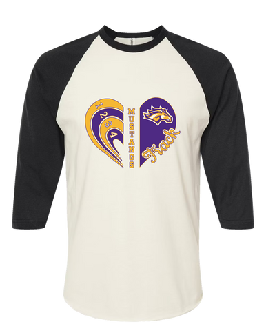 Rolling Meadows Mustangs Heart Track Women's Baseball T-Shirt