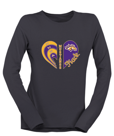 Rolling Meadows Mustangs Heart Track Women's LS T-Shirt