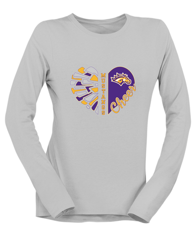 Rolling Meadows Mustangs Heart Cheer Women's LS T-Shirt
