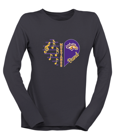 Rolling Meadows Mustangs Heart Band Women's Premium LS T-Shirt