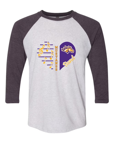 Rolling Meadows Mustangs Heart Band Women's Baseball T-Shirt