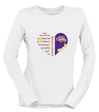 Rolling Meadows Mustangs Heart Band Women's LS T-Shirt