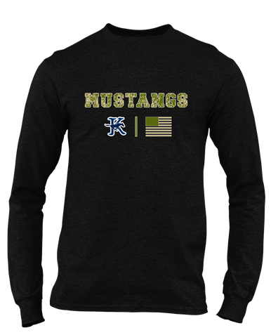 Kingwood Mustangs Camo Flag Men's LS T-Shirt