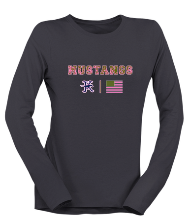 Kingwood Mustangs Pink Camo Flag Women's Premium LS T-Shirt