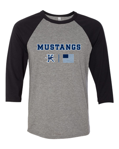 Kingwood Mustangs Team Colors Flag Women's Baseball T-Shirt
