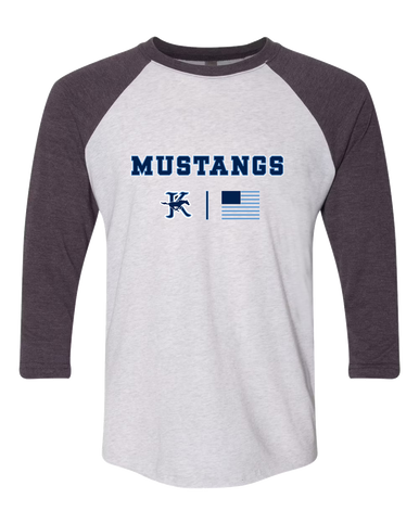 Kingwood Mustangs Team Colors Flag Men's Baseball T-Shirt
