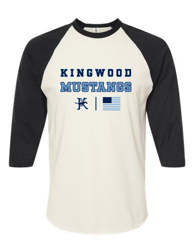 Kingwood Mustangs Spirit Flag Women's Baseball T-Shirt