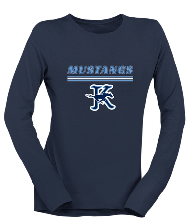 Kingwood Mustangs Mascot #8 Women's LS T-Shirt