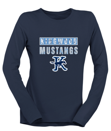 Kingwood Mustangs Mascot #9 Women's LS T-Shirt
