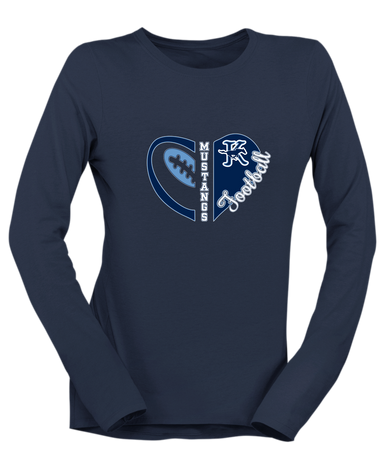 Kingwood Mustangs Heart Football Women's Premium LS T-Shirt