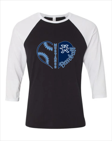 Kingwood Mustangs Heart Baseball Women's Baseball T-Shirt