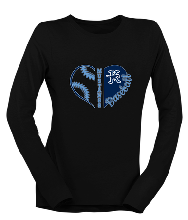Kingwood Mustangs Heart Baseball Women's Premium LS T-Shirt