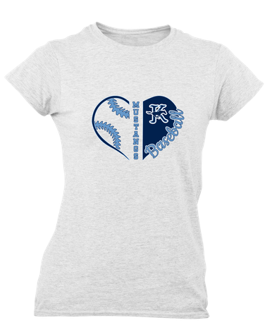 Kingwood Mustangs Heart Baseball Women's Premium SS T-Shirt
