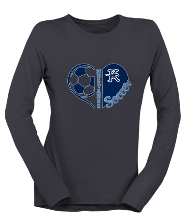 Kingwood Mustangs Heart Soccer Women's Premium LS T-Shirt