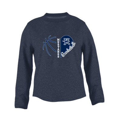 Kingwood Mustangs Heart Basketball Women's Sweatshirt