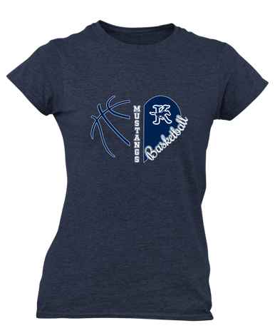 Kingwood Mustangs Heart Basketball Women's SS T-Shirt