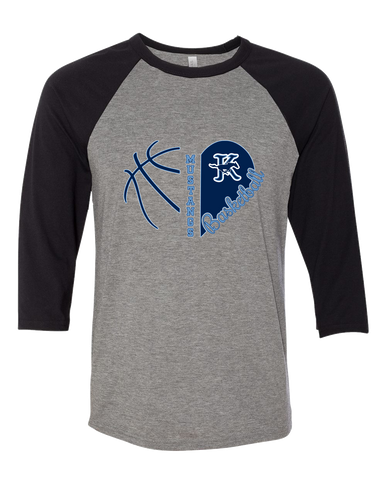 Kingwood Mustangs Heart Basketball Women's Baseball T-Shirt