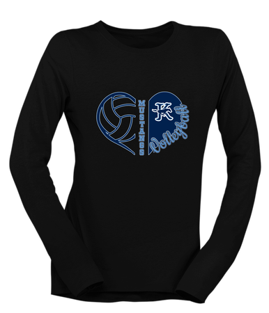 Kingwood Mustangs Heart Volleyball Women's LS T-Shirt