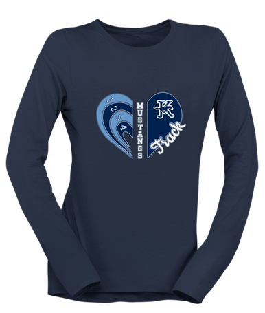 Kingwood Mustangs Heart Track Women's Premium LS T-Shirt