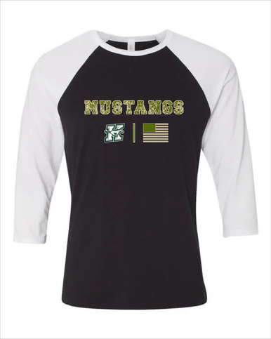 Richard King Mustangs Camo Flag Men's Baseball T-Shirt
