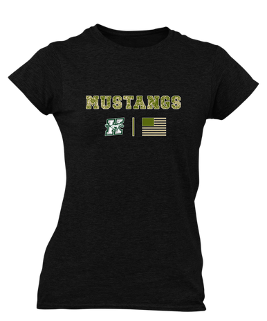 Richard King Mustangs Camo Flag Women's SS T-Shirt