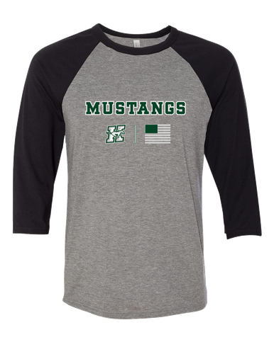 Richard King Mustangs Team Colors Flag Women's Baseball T-Shirt