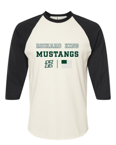 Richard King Mustangs Spirit Flag Women's Baseball T-Shirt
