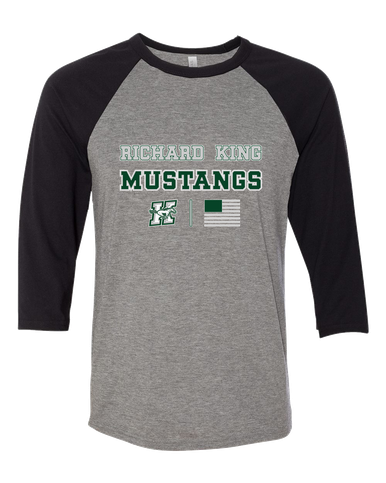 Richard King Mustangs Spirit Flag Men's Baseball T-Shirt